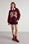 Women's Burgundy Embroidered Fleece-Lined Oversized Sweatshirt 30080 - 4