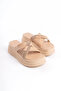 Ruby Flat Heeled Stone Cross Stripe Thick and Orthopedic Sole Women's Slippers Ctt - Skin - 4