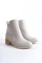 Larissa Zippered Orthopedic Sole Heeled Women's Boots Kt - Cream - 4