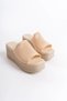 Marla Wedge Heeled Orthopedic Sole Straw Look Knitwear Women's Slippers Tkt - Skin - 4