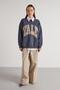 Women's Smoked Embroidered Fleece-Lined Oversized Sweatshirt 30080 - 4