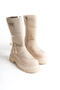 Lucy Elastic Zippered Parachute Fabric Patent Leather Women's Boots Ckt - Cream - 5