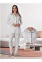Women's Ecru Polka Dot Special Design Front Buttoned Long Sleeve Maternity Pajama Set Effortt - 3
