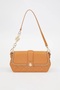 Women's Medium Size Molded Chain and Logo Detailed Stylish Shoulder Bag 930389 Camel