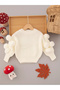 Pom-pom ecru knit sweater - 4