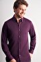 Purple Buttoned Collar Knitted Long Sleeve Product Slim Fit Stretchy Shirt 1004255270 - 3