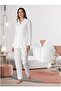 Women's Blue Polka Dot Special Design Front Buttoned Long Sleeve Maternity Pajama Set Effortt - 4