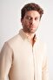 Beige Buttoned Collar Knitted Long Sleeve Product Slim Fit Stretchy Shirt 1004255270 - 4
