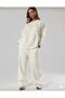 NEW SEASON Women's Oversized Off-The-Shoulder Two-Thread Fabric Top-and-Bottom Tracksuit Set (Without Fleece) 0052