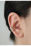 Three Rows of Zircon Stones Gold Single Non-Pierced Ear Cuff Single Earring