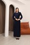 Navy Blue Multi Pleated Lace Detailed Comfortable Dress - 3