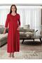 Women's Cherry Lace Detailed Stylish Design Half Sleeve Full Length Maternity Postpartum Nightgown Effortt