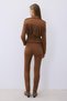 Gold Detailed Brown Biker Jacket - 7