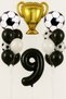 9 Year Old Black and White Football Themed Birthday Balloon Set Champion Football Player Concept