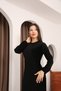 Black Multi Pleated Lace Detailed Comfortable Dress - 6