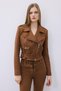 Gold Detailed Brown Biker Jacket - 3