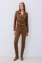 Gold Detailed Brown Biker Jacket - 4
