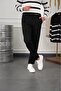 Men's Black Single Pleat High Waist Double Button Fabric Trousers