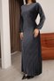 Smoked Multi Pleated Lace Detailed Comfortable Dress - 4