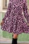 New Season Women's Leopard Print Modal Mini Dress -Long Sleeve Semi-Turtleneck