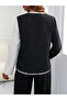 Women's Long-Sleeve V-Neck Sequined Embroidered Crepe Blouse - 3