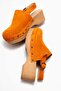 Aliva Women's Genuine Leather Clogs Sandals Orange Suede - 8