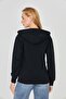 Women's Full Zip Hooded Cotton Sweatshirt Black 9508-S - 6