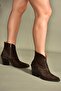 V654081902 Brown Genuine Leather Suede Thick Heeled Western Cowboy Women's Boots - 3