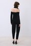 Comfortable Form Black Knitwear Pants with Elastic Waist - 6