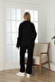 Knitwear Textured Adjustable Waist Detailed V-Neck Long Sleeve Comfortable Fit Maternity and Postpartum Tracksuit Set - 3