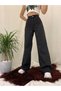 Feryal High-Waist Anthracite Palazzo Jeans Stretch Fabric Faded Gray Denim