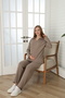 Knitwear Textured Adjustable Waist Detailed V-Neck Long Sleeve Comfortable Fit Maternity and Postpartum Tracksuit Set - 6