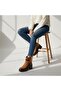 Taba Nubuck Brown Paneled Ankle Strap Women's Thick Heeled Boots - 3