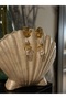 Pearl Detailed Leaf Pendant Earrings - 4