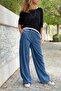 Blue Elastic Waist Wide Leg Pocketed Washable Jeans 100 30 - 7