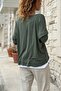 Khaki Boat Neck Two-Piece Set Soft Textured Cotton Loose Woven Blouse 65 55 - 2