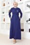 Ribbed Ferace with Hidden Buttons Indigo 19214