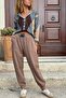 Women's Bronze Color Belt Buckle Waist Elasticated Cuffs Pocket Cargo Pants 90 30 - 3