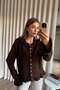 Bitter Brown Ruffle Detailed Cardigan