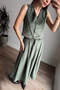 Green Slim F Corded Fabric Vest Skirt Velvet Suit