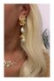 Pearl Detailed Leaf Pendant Earrings