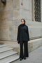 Women's Stone Detail Elastic Waist Suit Black - 3