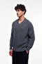 Basic V-Neck Knit Sweater - 3