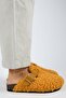 Suzen Women's Genuine Leather Belted Tedy Mustard Slippers