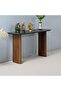 York Marble Top Console Table - Black/Walnut Solid Wood, 130x45x77cm, 2-Year Warranty, Made in India - 6