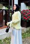 Ruffle Detailed Cardigan Yellow - 2