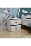 Knight 2-Drawer Kids Nightstand - White, Teal & Blue - Stylish Engineered Wood Furniture