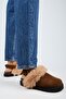 Antonella Fur Women's Genuine Leather Back Strap Platform Sabo Tan Sandals - 5