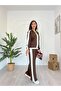 ZIPPERED STRIPED IMPORTED MODAL FABRIC COTTON WOMEN'S BOHEMIAN COMFORTABLE TOP-BOTTOM TRACKSUIT SET