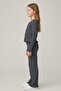 Girl's Anthracite Judge Collar Buttoned Comfortable Cut Soft Textured Stylish Suit - Girl's Suit - 2
